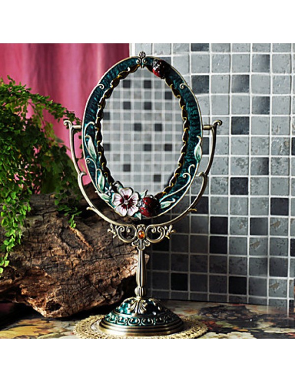 14"Neoclassical Style Oval Tabletop Metal Mir...